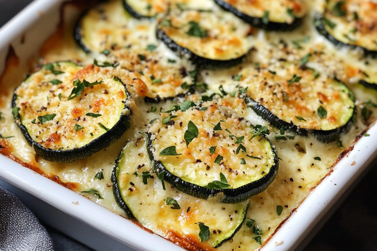 Creamy Parmesan Baked Zucchini Recipe