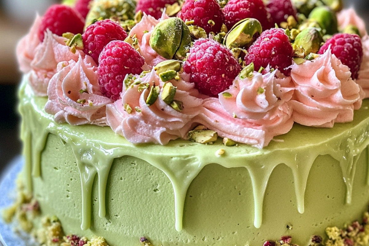 Delightful Pistachio Raspberry Indulgence Cake