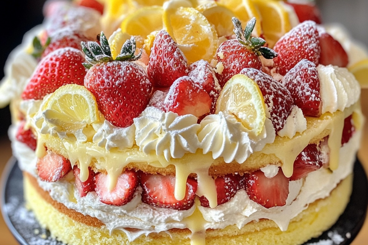 Delightful Strawberry Lemon Layer Cake with Zest