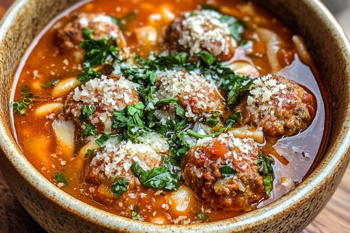 Hearty Delightful Italian Meatball Soup