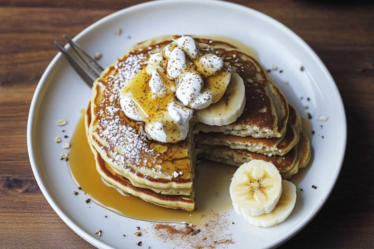 Banana Oat Protein Pancakes Delight