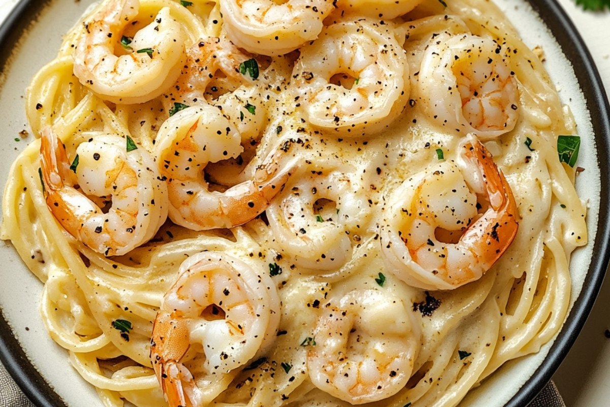 Creamy Delicious Garlic Shrimp Pasta