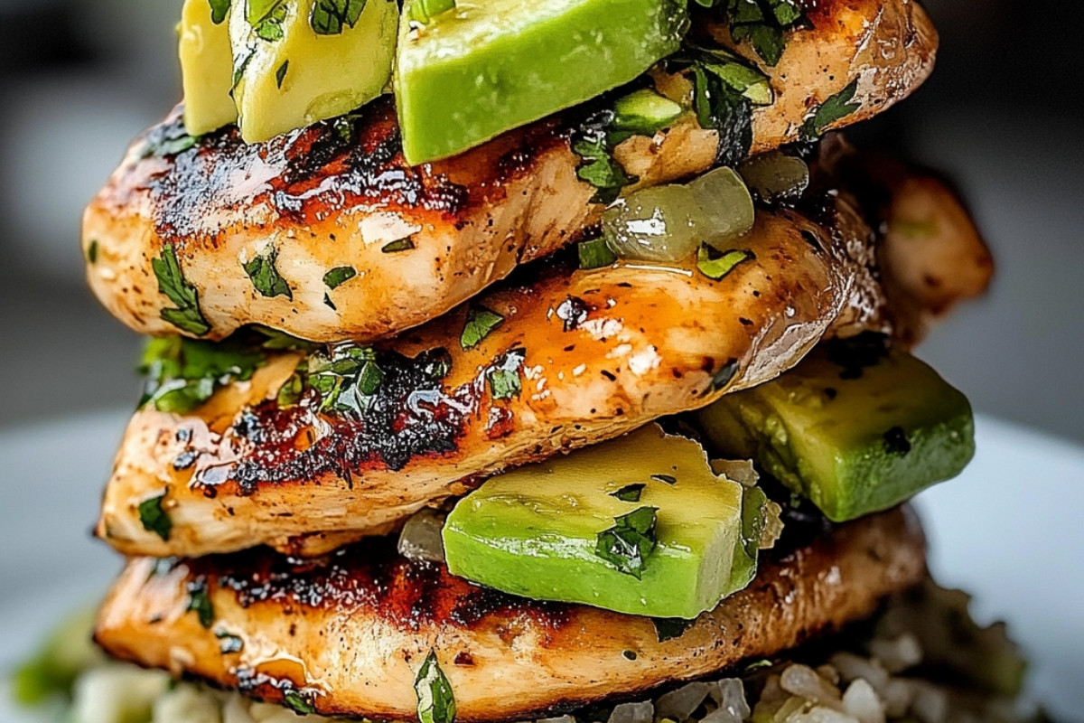 Delightful Honey Lime Chicken Avocado Rice Stack