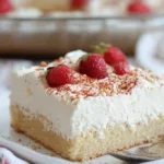 Tres Leches Cake – Mexican Dessert Recipe 5 Tres leches cake with whipped cream and strawberries on a plate, showcasing a popular Mexican dessert recipe