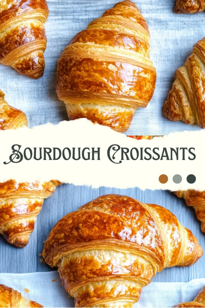 Sourdough Croissants 8 Golden, flaky sourdough croissants with a crispy crust and soft, airy interior, perfect for breakfast or a delicious snack.
