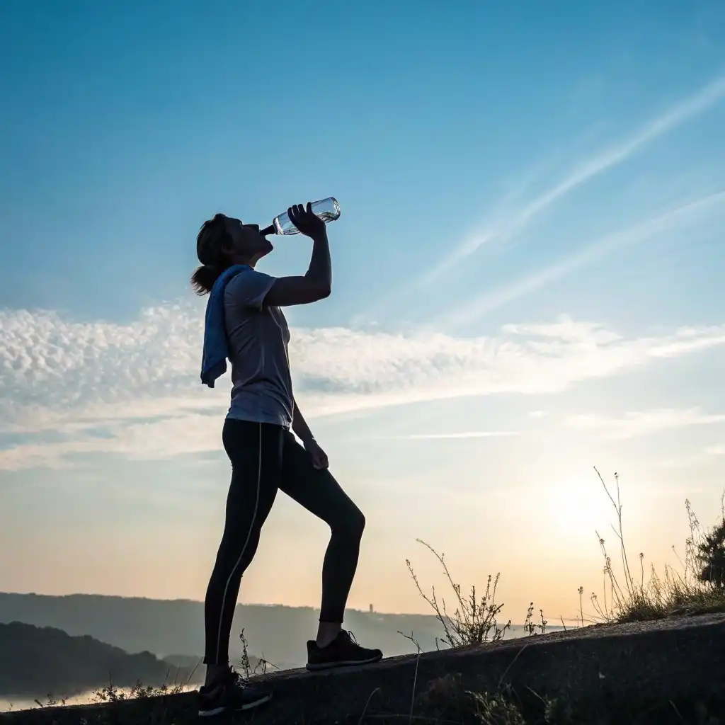 Energized person hydrated after morning salt and water