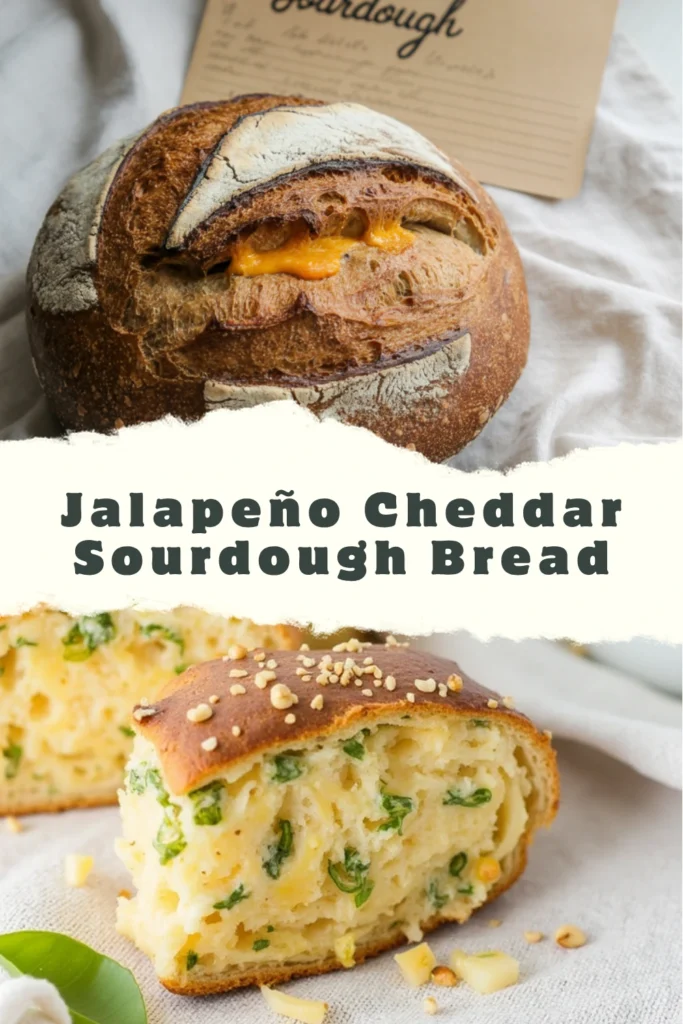Jalapeño Cheddar Sourdough 9 Freshly baked jalapeño cheddar sourdough bread with crispy crust and melted cheese, perfect for sandwiches or snacking.