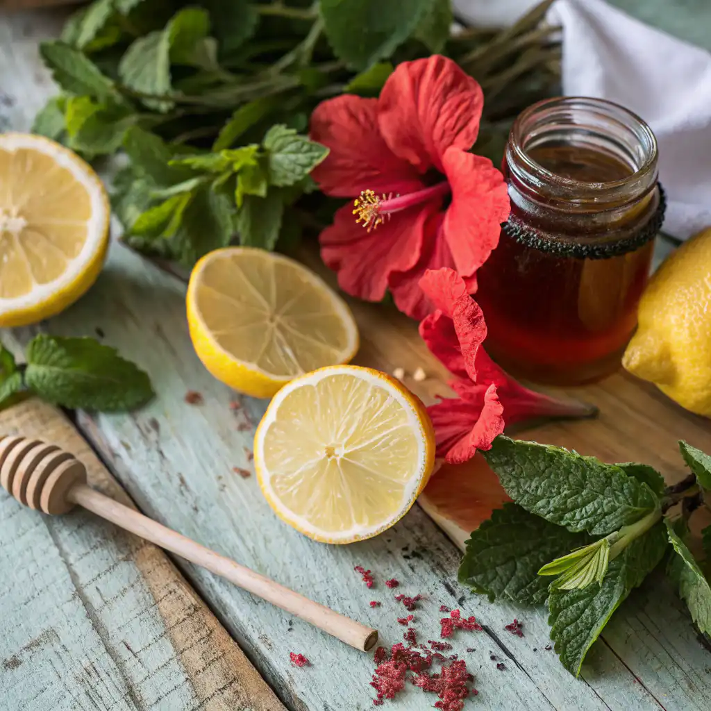 Ingredients for detox nourish pink lemonade