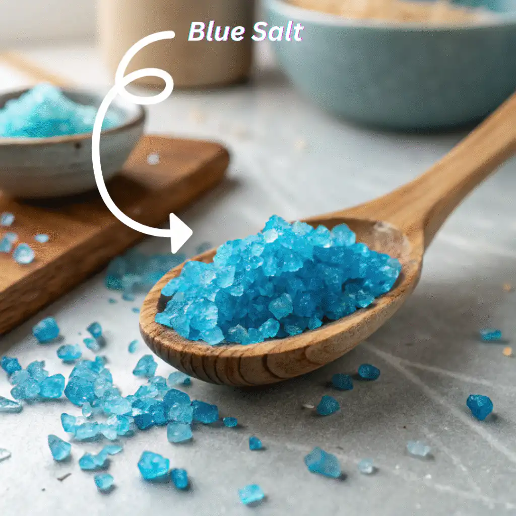 Persian blue salt in a spoon