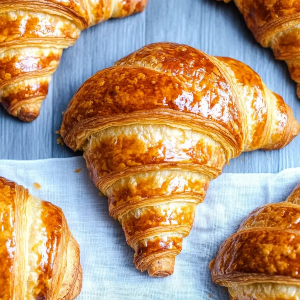 Sourdough Croissants 6 Golden, flaky sourdough croissants with a crispy crust and soft, airy interior, perfect for breakfast or a delicious snack.