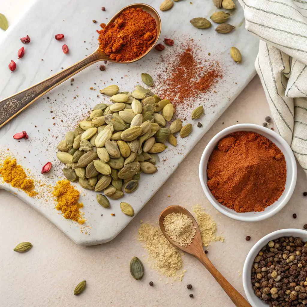 Seasoned pumpkin seeds for snacking