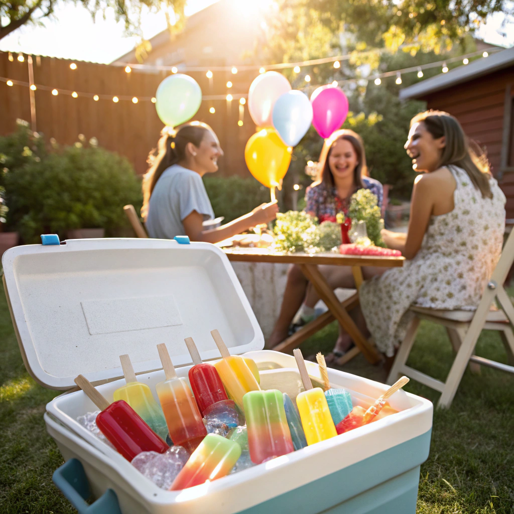 Rocket Popsicle: A Nostalgic Blast of Flavor 2 Rocket popsicles in cooler at a summer party