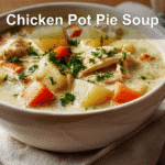 Chicken Pot Pie Soup – Cozy, Creamy, Comfort in a Bowl 4 Chicken Pot Pie Soup perfectly styled on a cozy, clean table setting