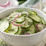 Cucumber Salad: Refreshing, Healthy, and Easy to Make 4 Top-down view of a cucumber salad with red onions and dill in a white bowl