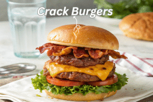 Juicy crack burger with toppings