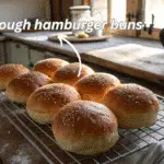 Sourdough Hamburger Buns: The Ultimate Homemade Upgrade 6 Fresh sourdough hamburger buns on a wire rack