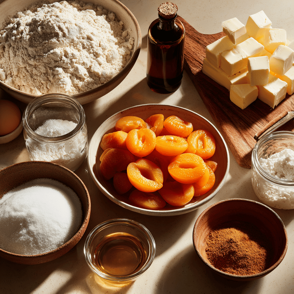 Apricot Buckle Recipe: Irresistibly Sweet & Easy Dessert 3 Ingredients for apricot buckle neatly arranged in natural light with warm tones