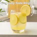 Japan Jelly Soda Weight Loss drink with lemon on white table
