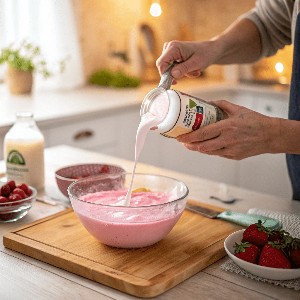Greek Yogurt Jello Recipe That’ll Rock Your Snack Game 4 Mixing Greek yogurt with gelatin in a bowl