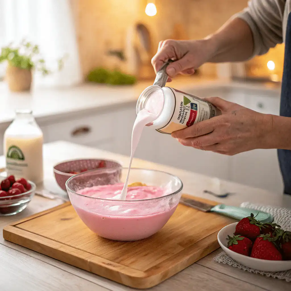 Greek Yogurt Jello Recipe That’ll Rock Your Snack Game 5 Mixing Greek yogurt with gelatin in a bowl