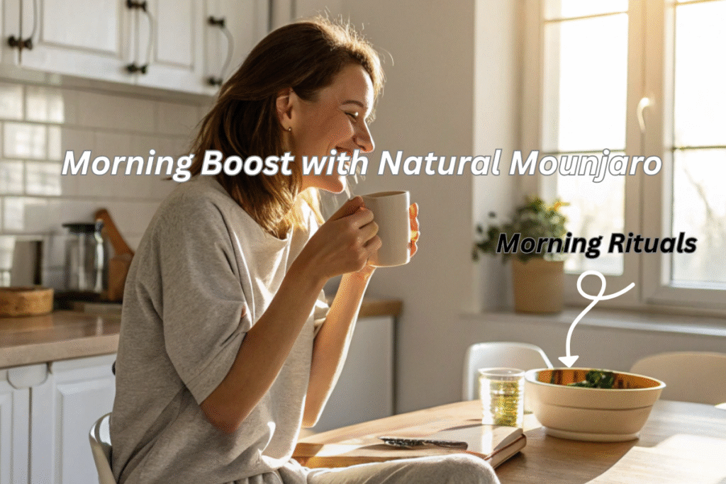 Woman enjoying Natural Mounjaro as part of her morning routine