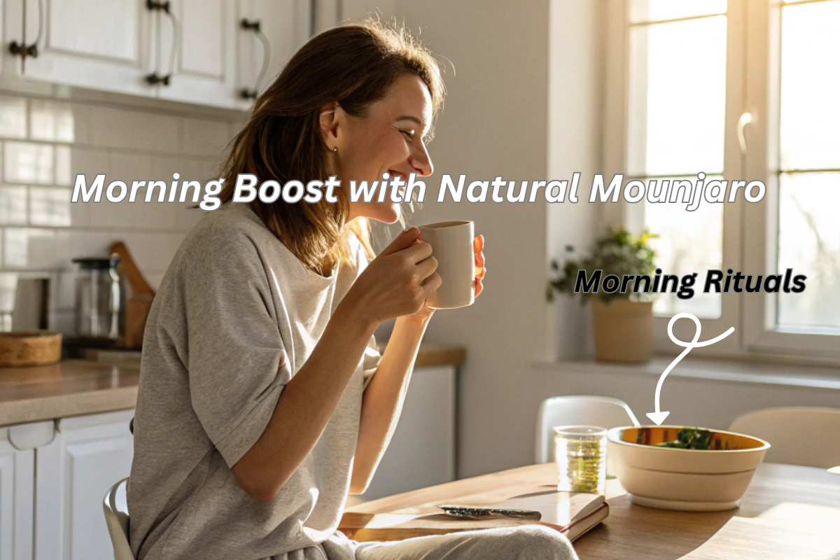 Woman enjoying Natural Mounjaro as part of her morning routine