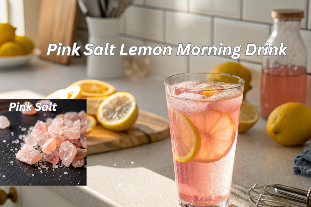 A refreshing glass of oprah winfrey pink salt trick and lemon water