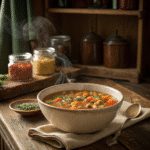 3 Natural Alternatives to Mounjaro: Recipes for Weight Loss 8 Steaming bowl of spiced lentil and vegetable soup with fresh herbs, served in a ceramic bowl on a rustic kitchen table