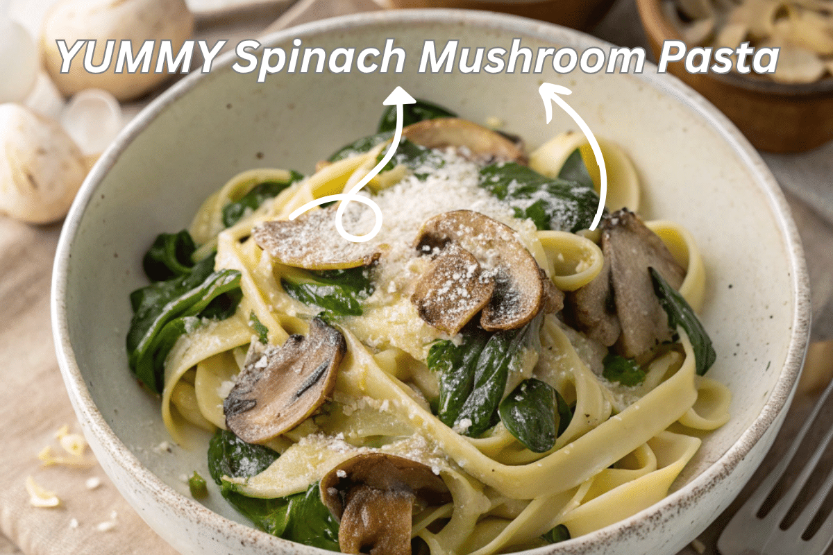Spinach Mushroom Pasta – Creamy Healthy Full of Flavor