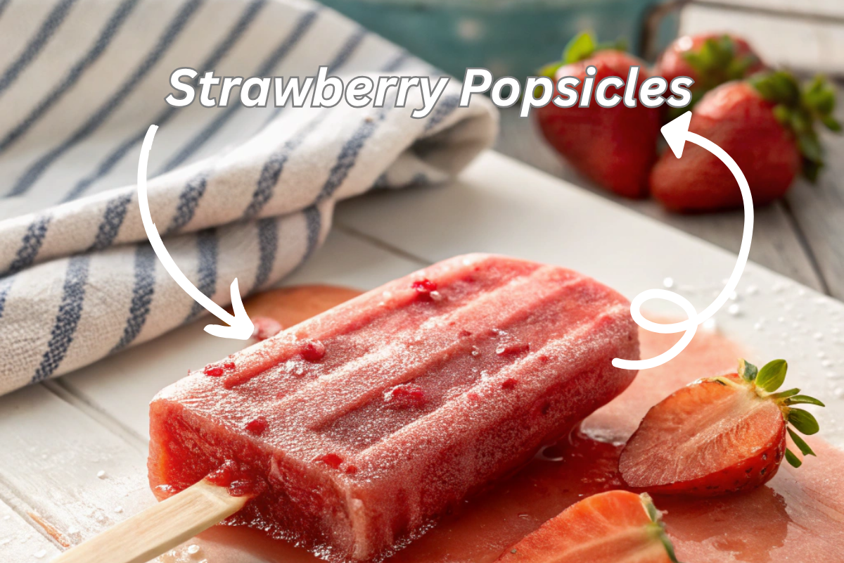 Strawberry Popsicles on a summer day