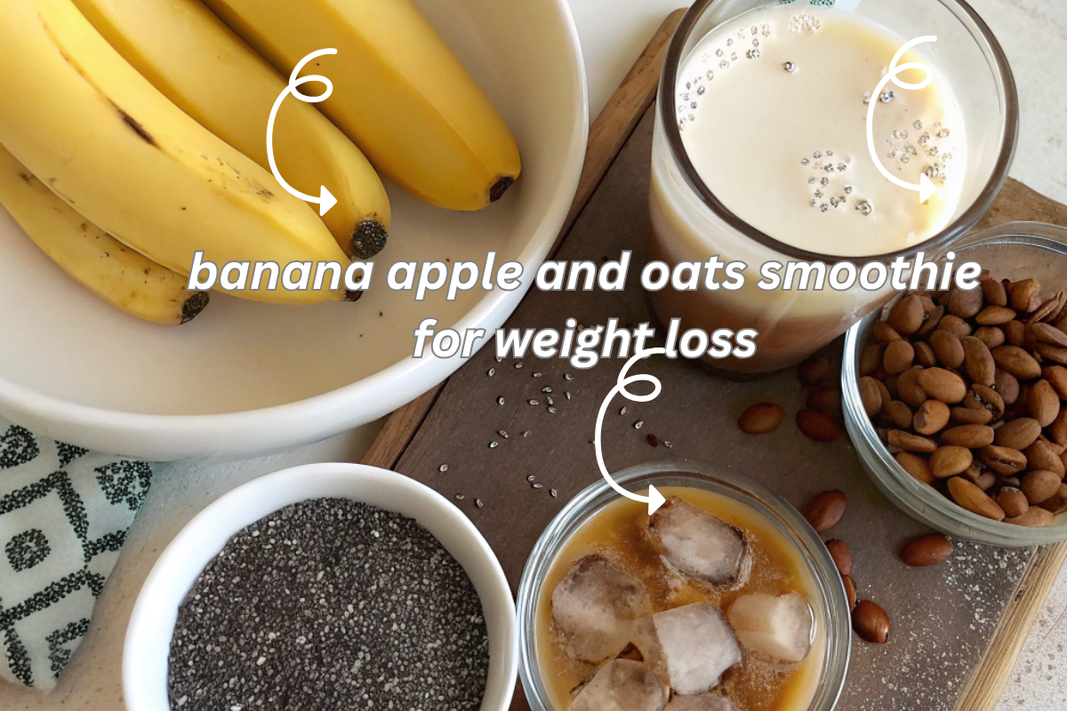 Ingredients for a healthy coffee banana smoothie laid out on a kitchen counter