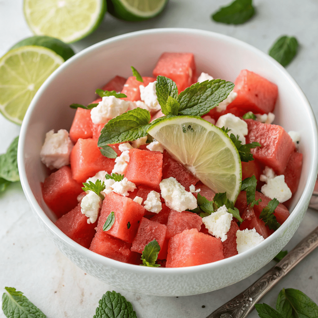 How to Pick the Perfect Watermelon: 7 Easy Tips You’ll Actually Remember 1 Watermelon feta salad with mint and lime