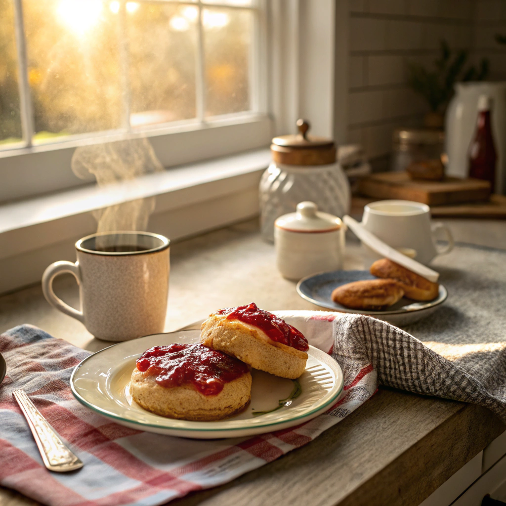 Mayhaw Jelly Recipe with Pectin: A Sweet Southern Delight 4 Biscuit with mayhaw jelly and coffee