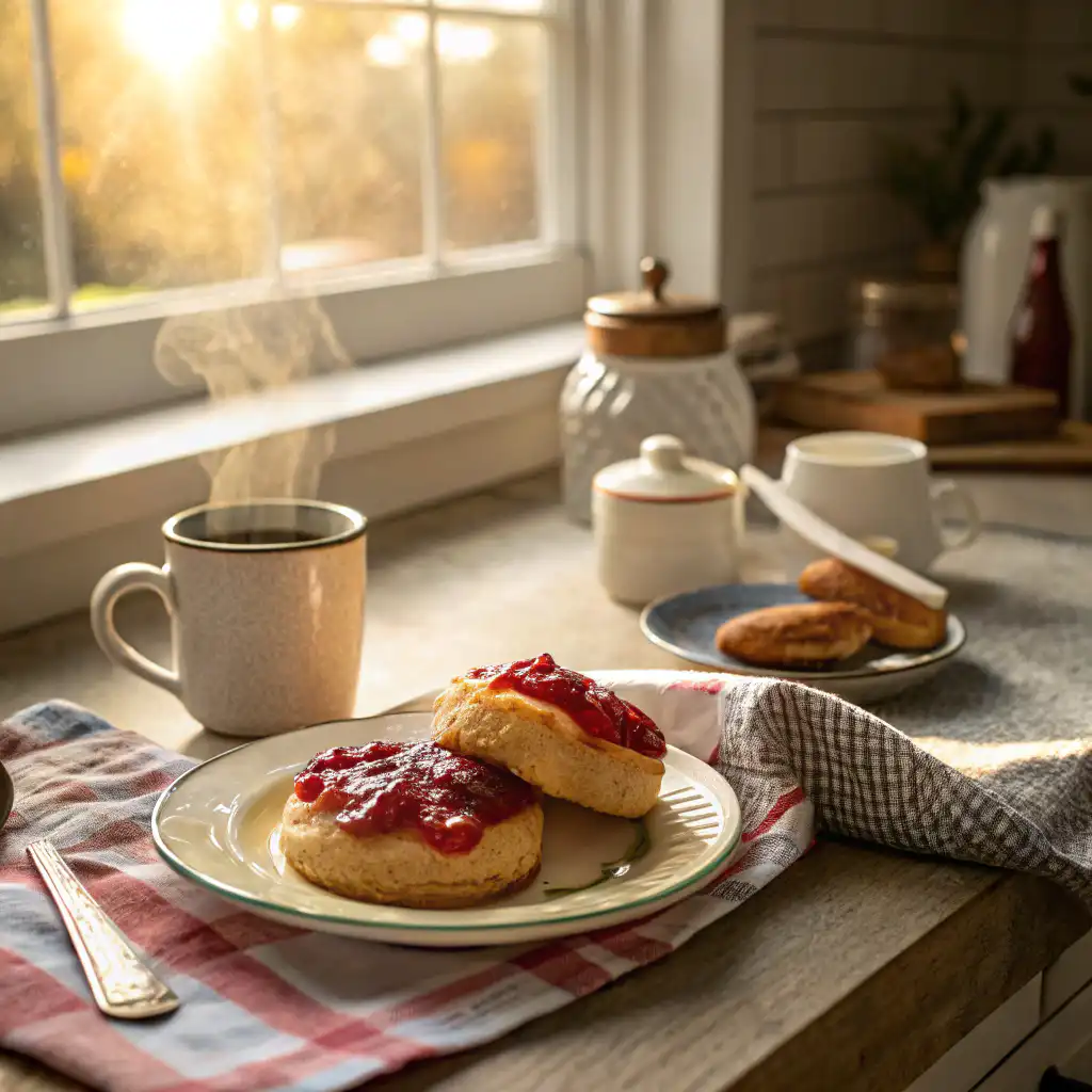 Mayhaw Jelly Recipe with Pectin: A Sweet Southern Delight 5 Biscuit with mayhaw jelly and coffee