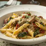 Finished Tuscan Sausage Pasta – Rich, Creamy, & Satisfying