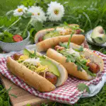 Gourmet hot dogs served in homemade sourdough buns