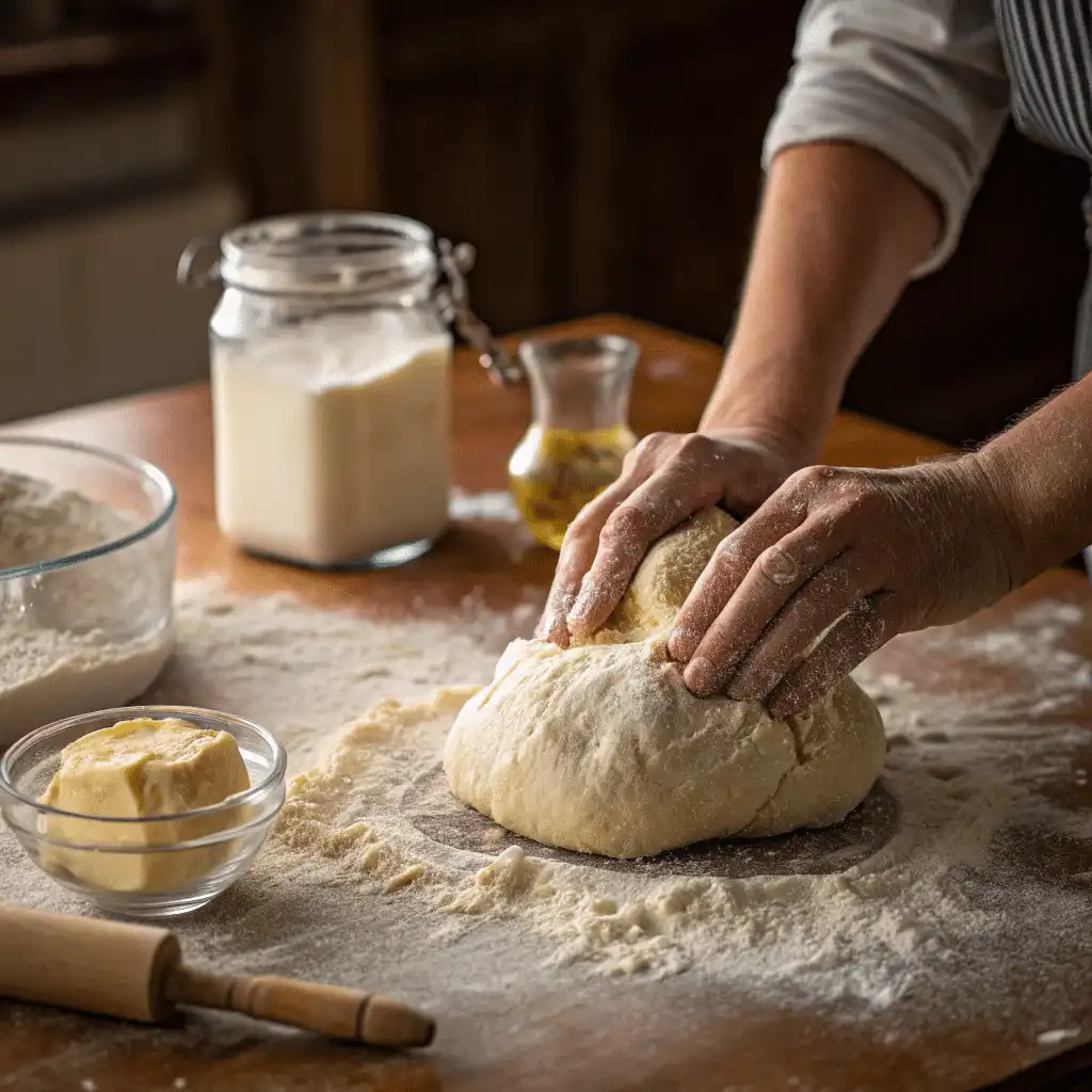 Easy Sourdough Sandwich Bread (Soft + Fluffy) 4 Hands kneading sourdough bread
