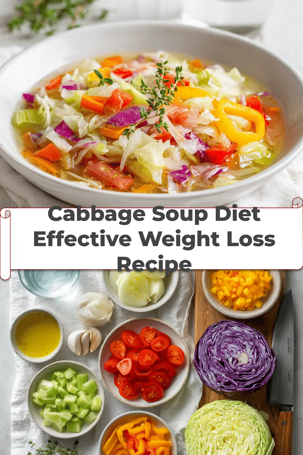 Cabbage Soup Diet: Effective Weight Loss Recipe 5 Cabbage Soup Diet Effective Weight Loss Recipe hearty bowl on white cloth with clear glass of water_pin