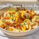 Chicken Bacon Ranch Pasta served in a creamy, colorful and appetizing arrangement
