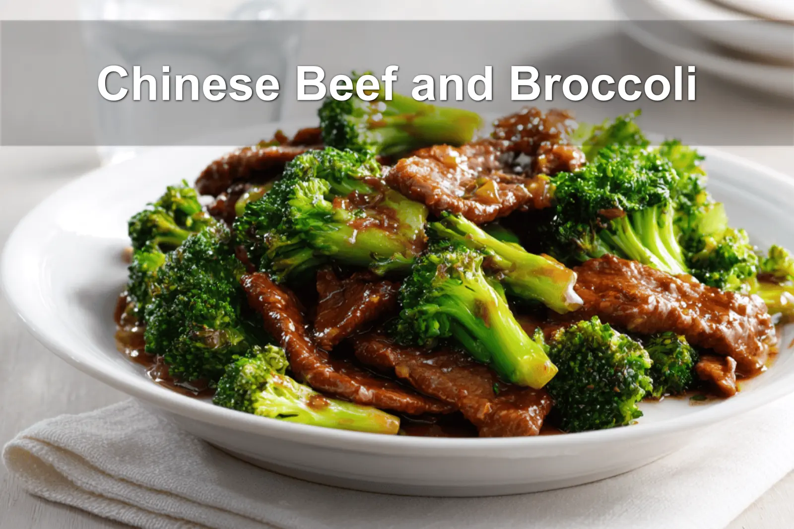 Chinese Beef and Broccoli Recipe with vibrant colors in a professional setup