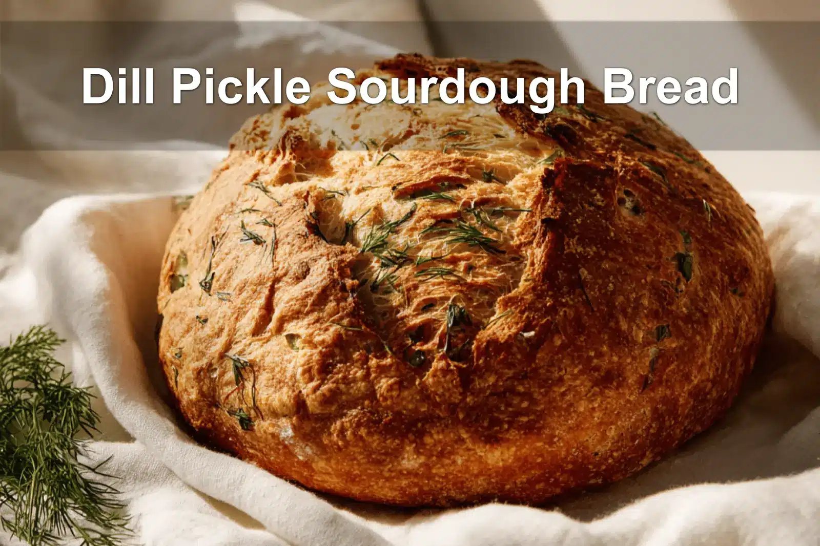 Dill Pickle Sourdough Bread showcased with natural lighting and minimal setup