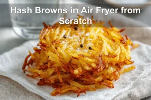 Hash Browns in Air Fryer from Scratch golden crisp russet potatoes plated with sea salt crystals