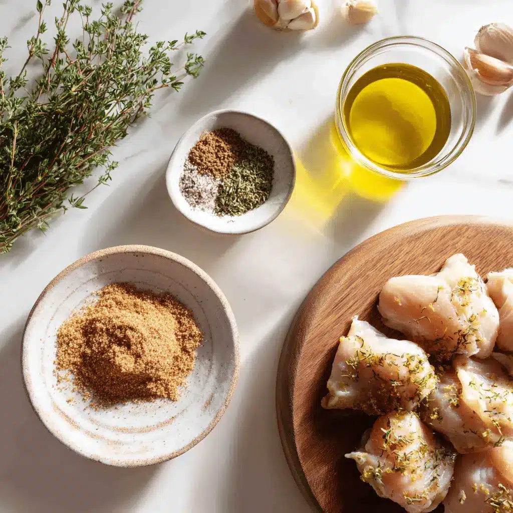 Brown Sugar Garlic Chicken Recipe for Easy Flavorful Dinners 3 Brown Sugar Garlic Chicken plated with herbs, warm tones, and water glass on white napkin.