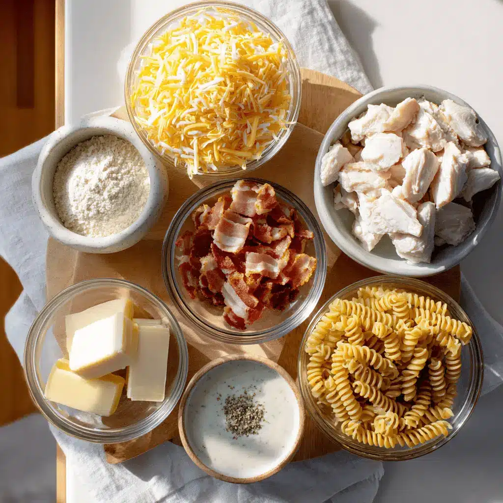 Chicken Bacon Ranch Pasta Recipe for Creamy Comfort Meals 3 Chicken Bacon Ranch Pasta served in a creamy, colorful and appetizing arrangement