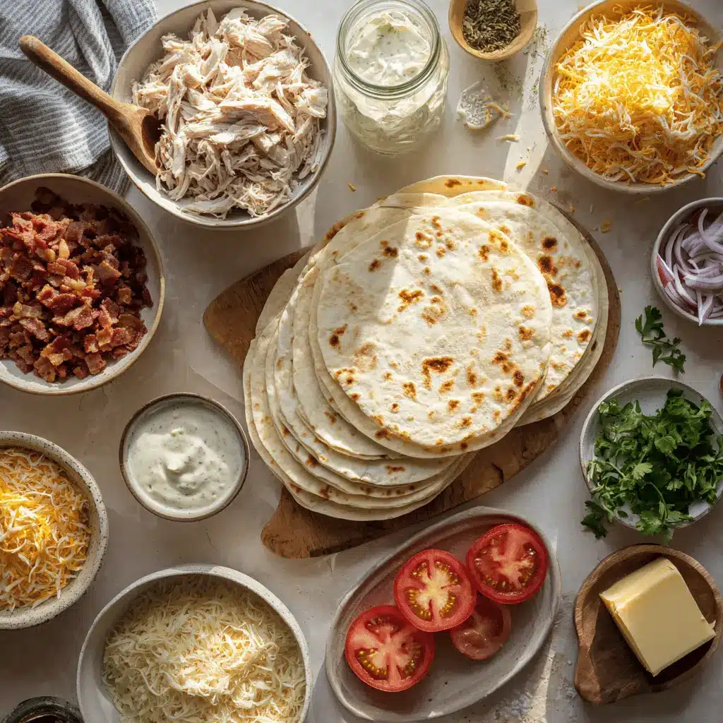 Chicken Bacon Ranch Quesadilla Easy Recipe Delight 4 Chicken Bacon Ranch Quesadilla on white napkin with glass of water and sliced view