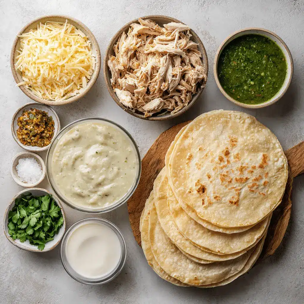Easy Rotisserie Chicken Enchilada Recipe for Quick Dinner Wins 4 Easy Rotisserie Chicken Enchilada beautifully presented with toppings and soft colors