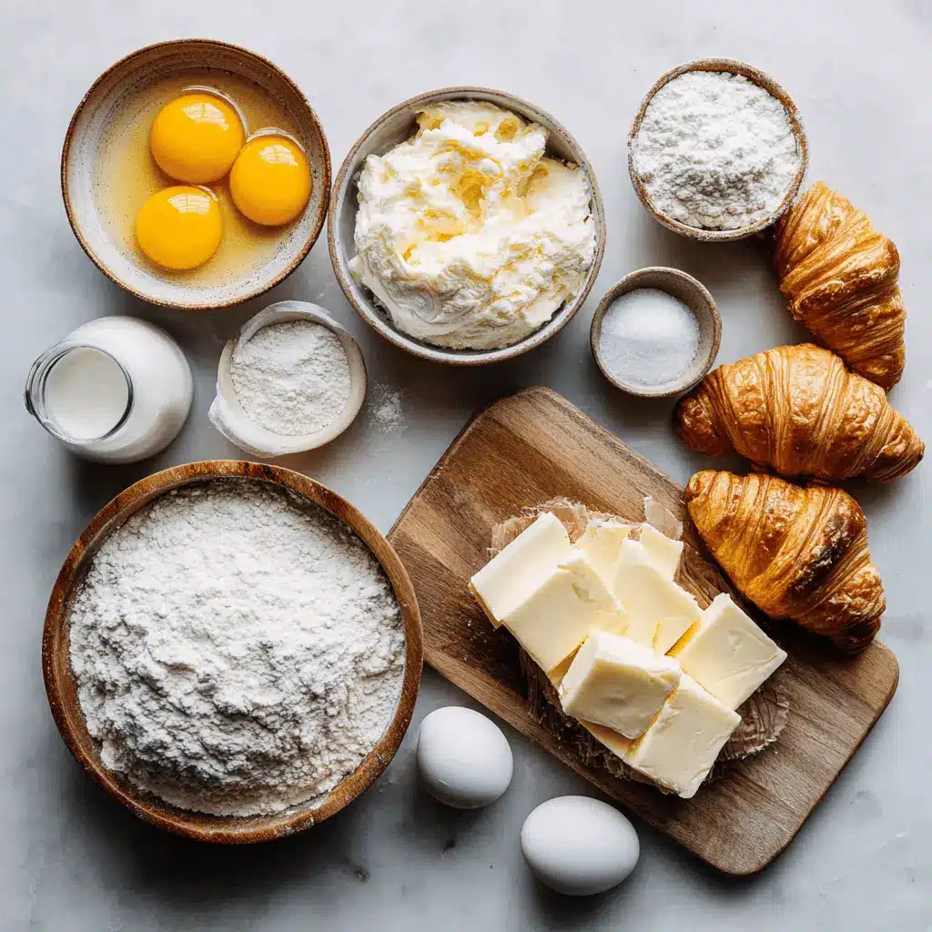 Flaky Sourdough Croissants: Perfect Homemade Layers Every Time 3 Flaky Sourdough Croissants on white napkin with water, clean and warm setup