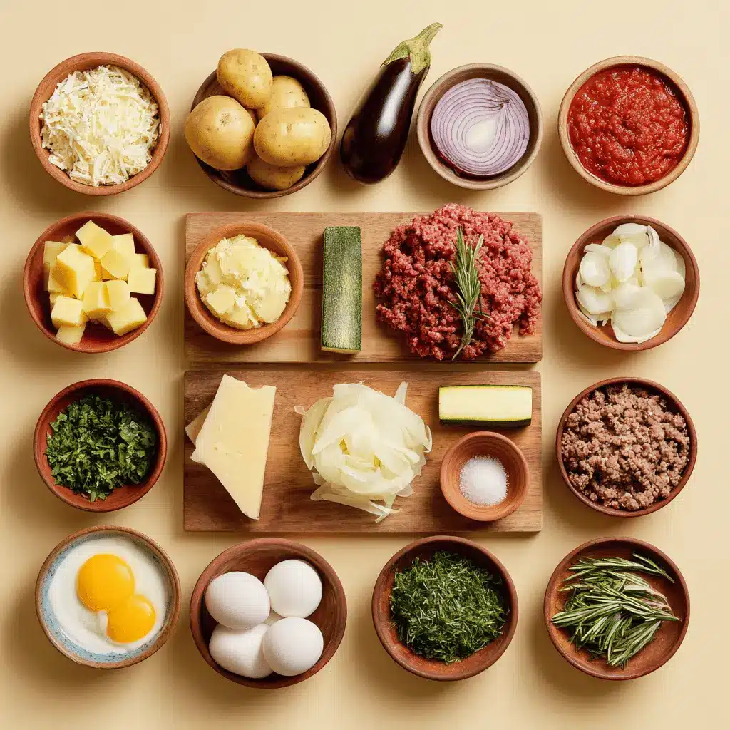 Outrageously Delicious Greek Moussaka Recipe Unveiled 4 Outrageously Delicious Greek Moussaka with golden topping fresh herbs clean white napkin
