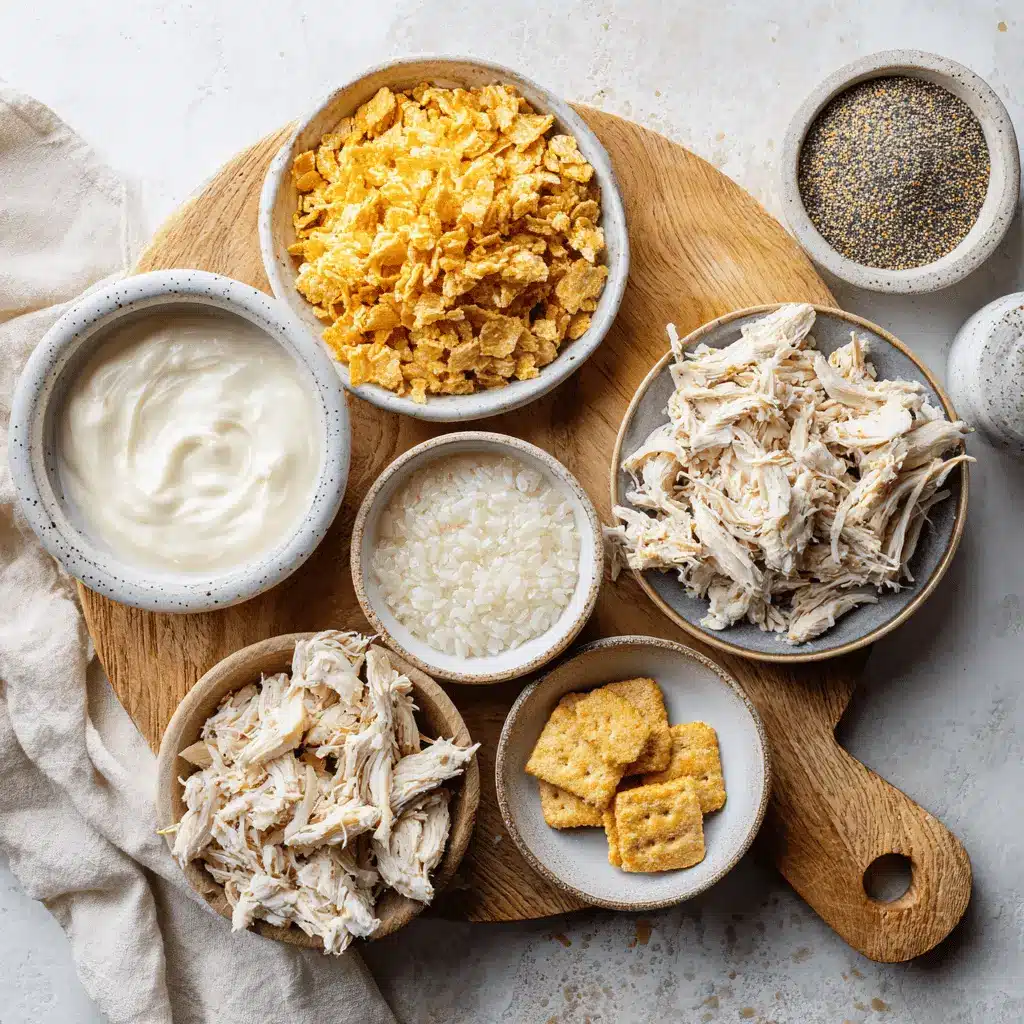 Poppy Seed Chicken Recipe for a Creamy Comfort Meal 3 Poppy Seed Chicken casserole served with creamy sauce and crushed crackers on a clean table.