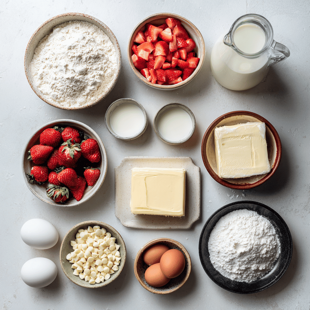 Sourdough Strawberry Muffins: Easy, Healthy & Delicious Treats 3 Sourdough Strawberry Muffins on a clean table with natural lighting and inviting decor